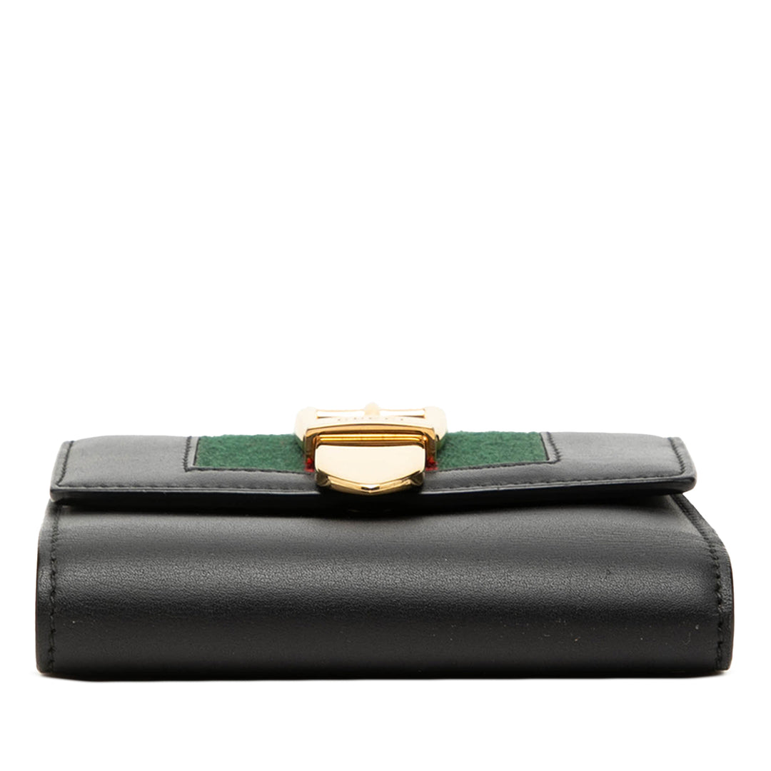 Gucci Web Sylvie Trois volets Portefeuille Petit Cuir de veau Noir – vue 3 – GABY PARIS