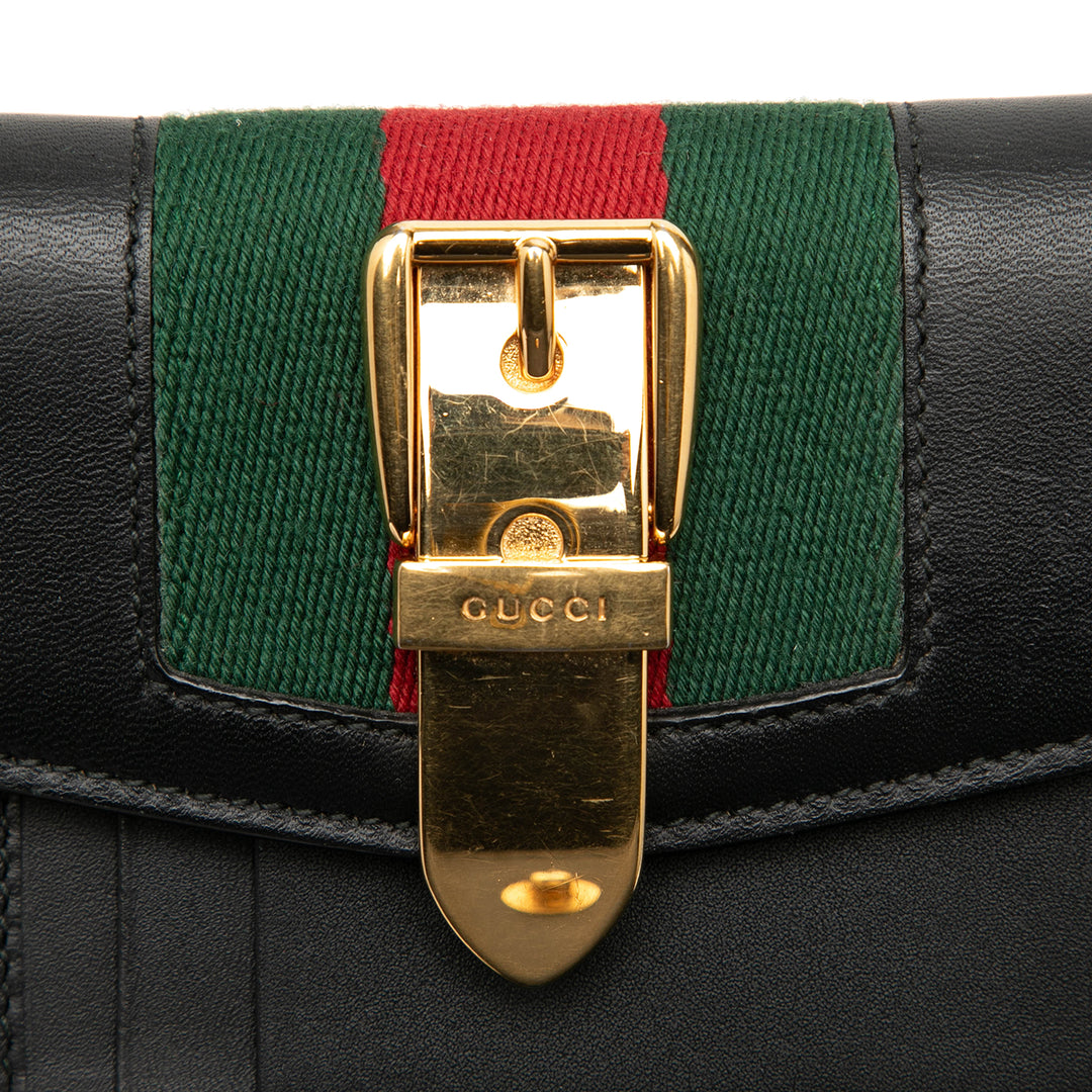 Gucci Web Sylvie Trois volets Portefeuille Petit Cuir de veau Noir – vue 5 – GABY PARIS