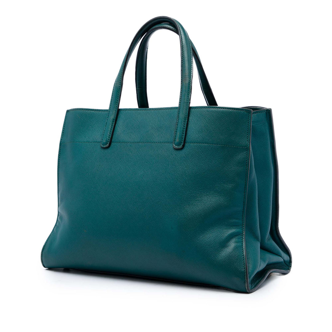 Prada Souple Triple Poche Cabas Saffiano Bleu