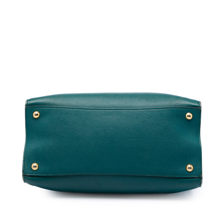Prada Souple Triple Poche Cabas Saffiano Bleu