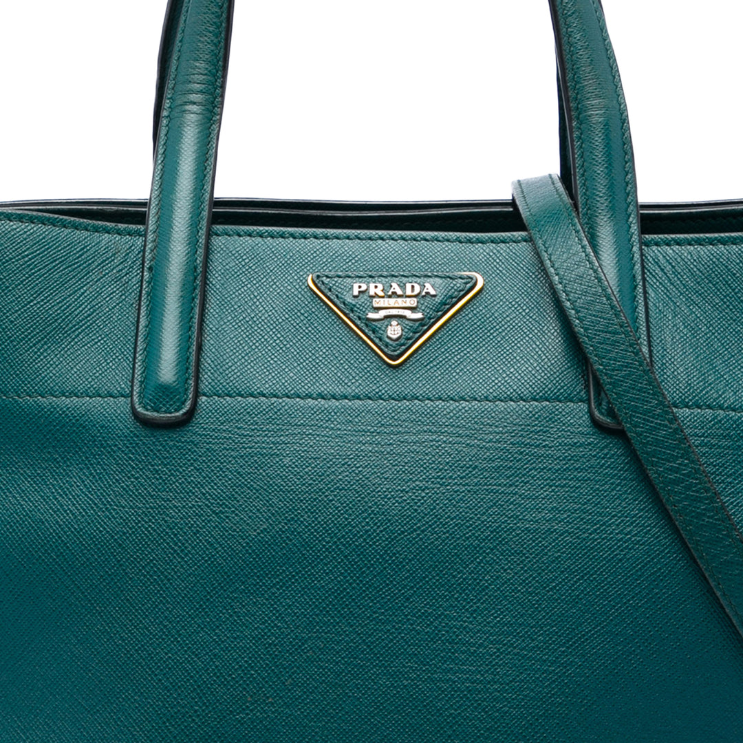 Prada Souple Triple Poche Cabas Saffiano Bleu