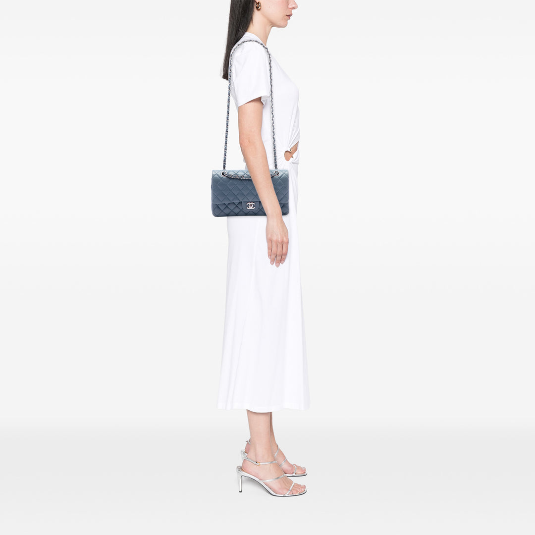 Chanel Classic Double rabat Moyen Cuir d'agneau Bleu