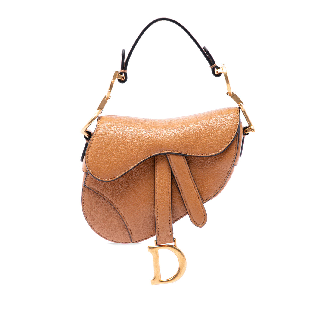 Dior Saddle Sac Micro Cuir de chèvre Marron – vue principale – GABY PARIS