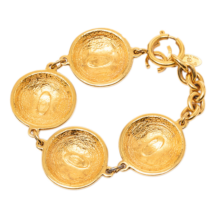 Chanel plaqué CC Matelassé Medallion Bracelet