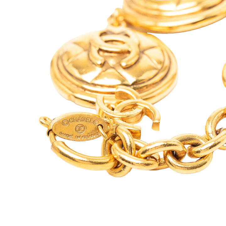 Chanel plaqué CC Matelassé Medallion Bracelet