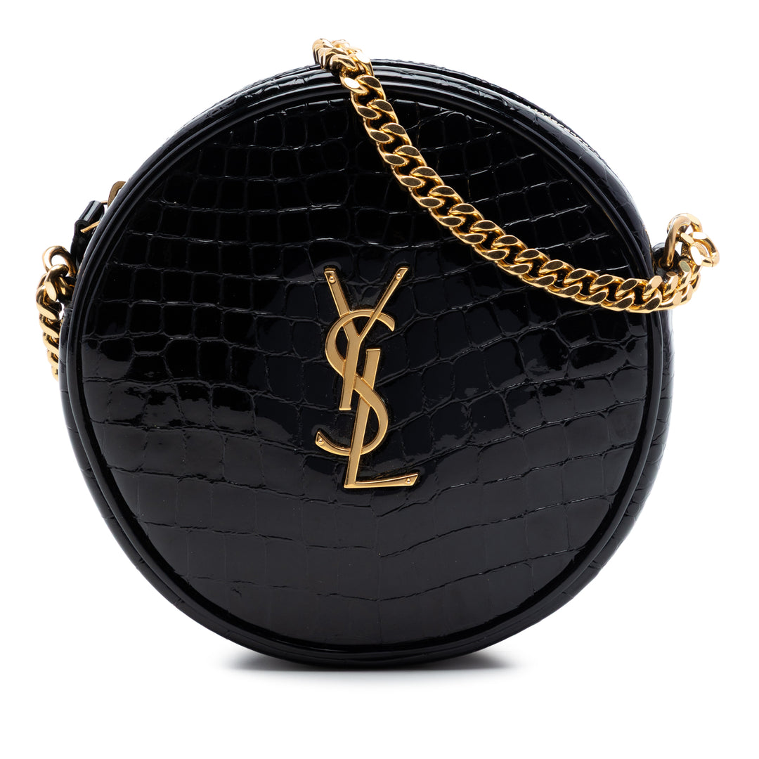 Saint Laurent Croc embossé Cuir verni Rond Vinyle Sac caméra