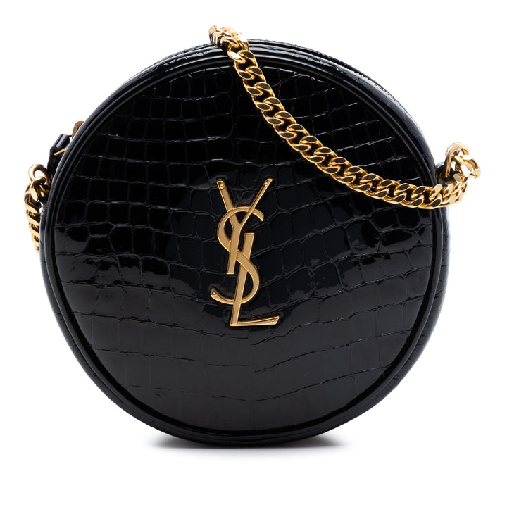 Saint Laurent Croc embossé Cuir verni Rond Vinyle Sac caméra