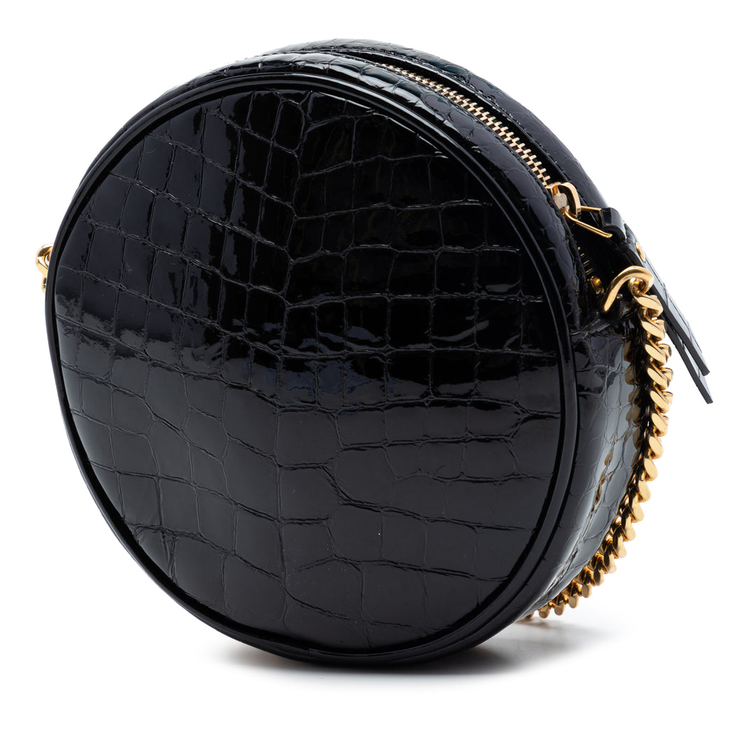 Saint Laurent Croc embossé Cuir verni Rond Vinyle Sac caméra