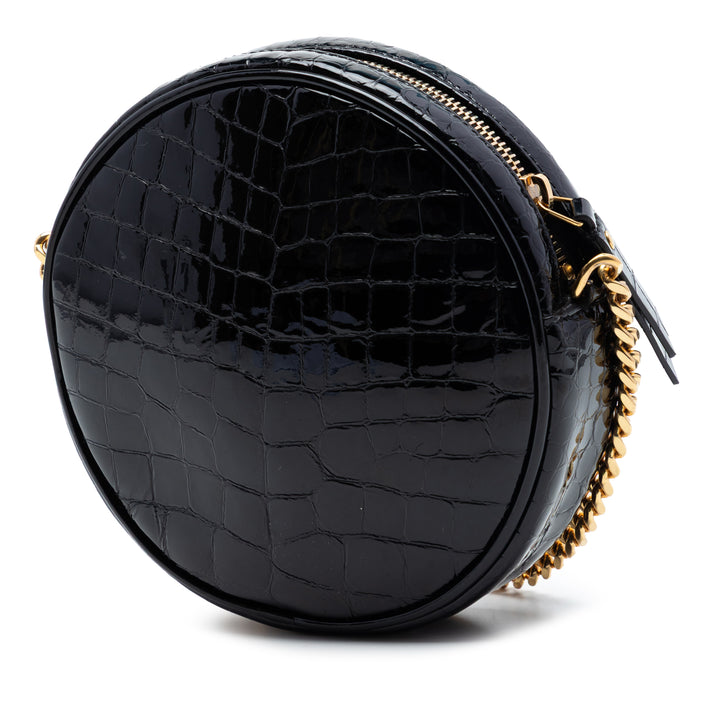 Saint Laurent Croc embossé Cuir verni Rond Vinyle Sac caméra
