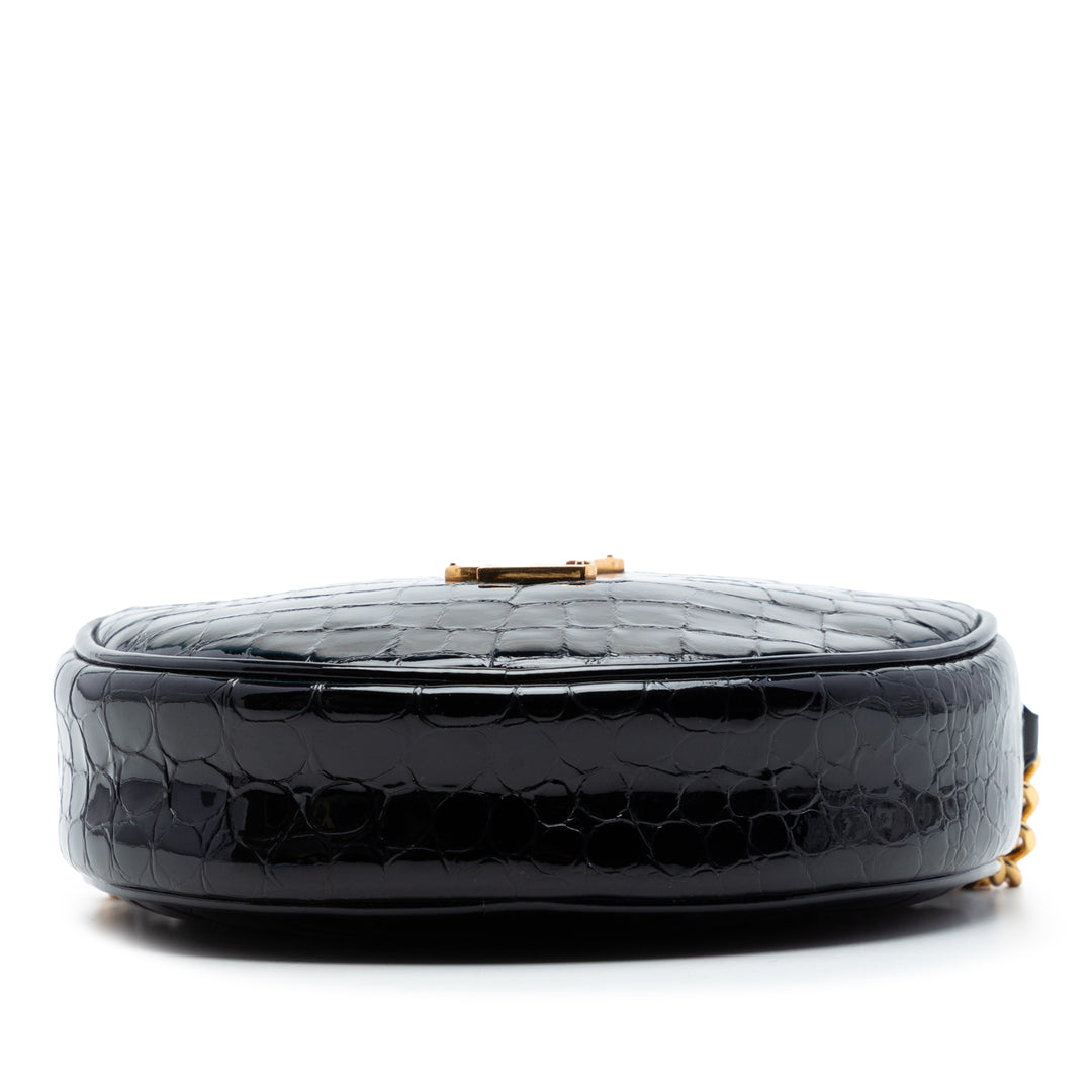 Saint Laurent Croc embossé Cuir verni Rond Vinyle Sac caméra