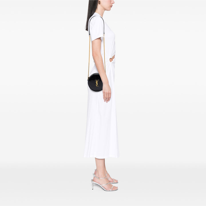 Saint Laurent Croc embossé Cuir verni Rond Vinyle Sac caméra