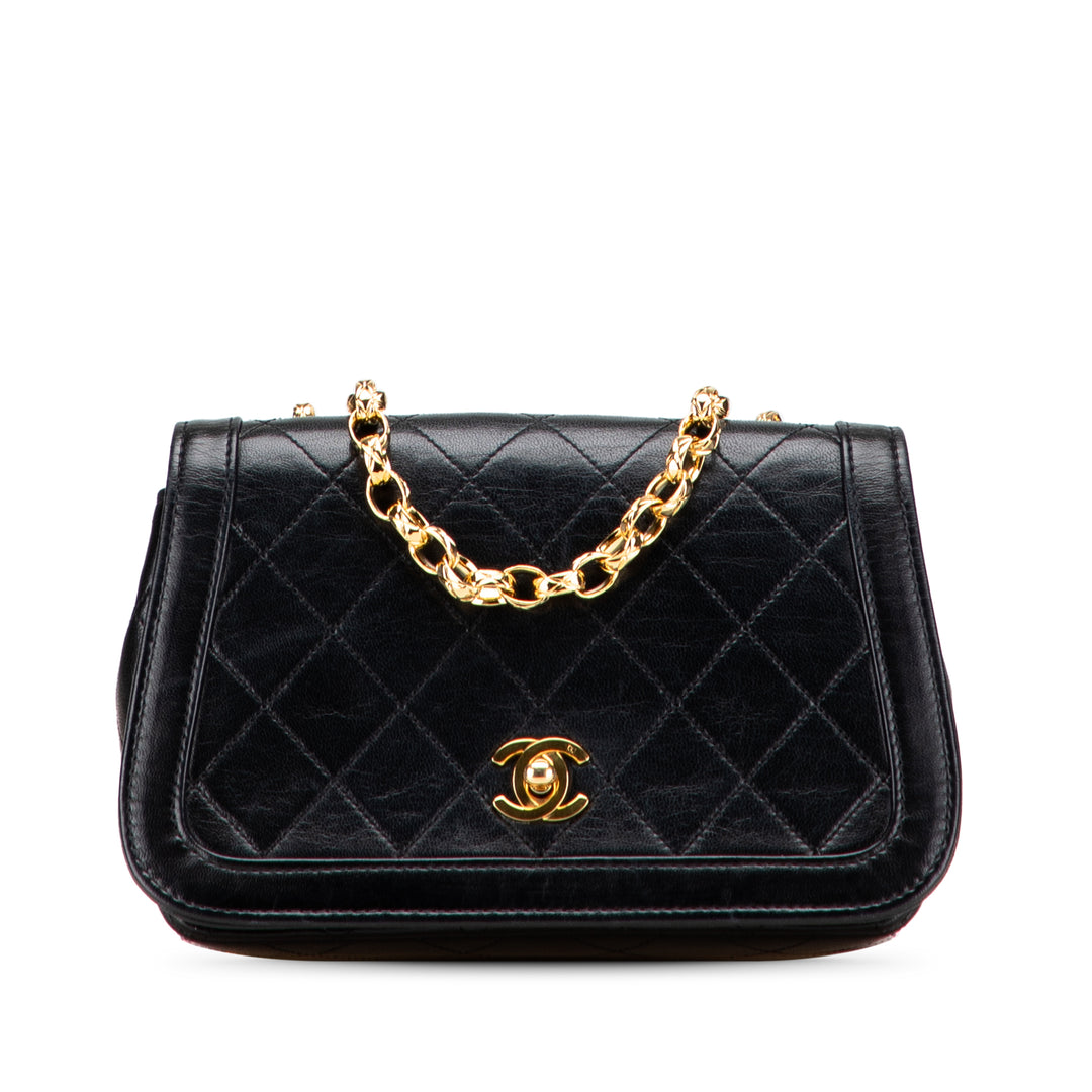 CC Quilted Lambskin Bijoux Chain Curved Full Flap Black - Gaby Paris