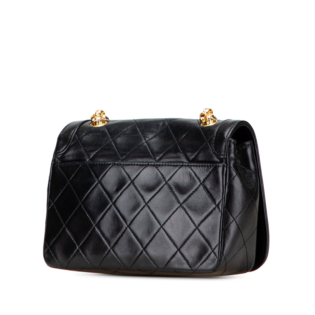 CC Quilted Lambskin Bijoux Chain Curved Full Flap Black - Gaby Paris