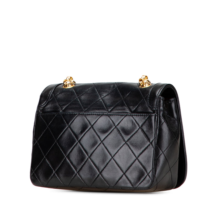 CC Quilted Lambskin Bijoux Chain Curved Full Flap Black - Gaby Paris