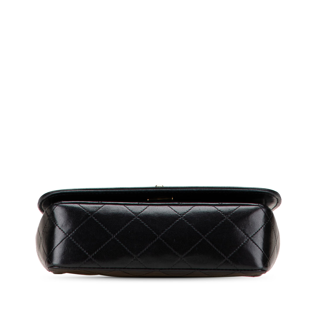 CC Quilted Lambskin Bijoux Chain Curved Full Flap Black - Gaby Paris