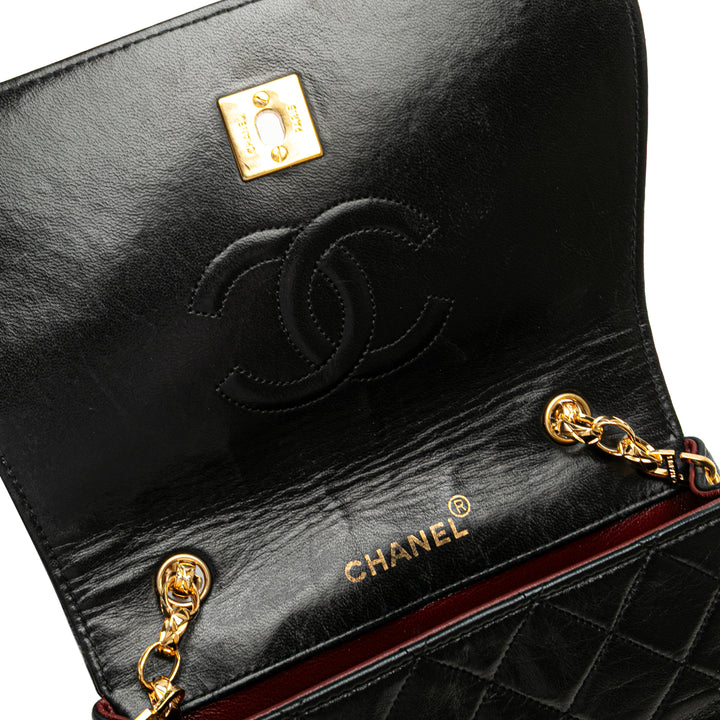 CC Quilted Lambskin Bijoux Chain Curved Full Flap Black - Gaby Paris