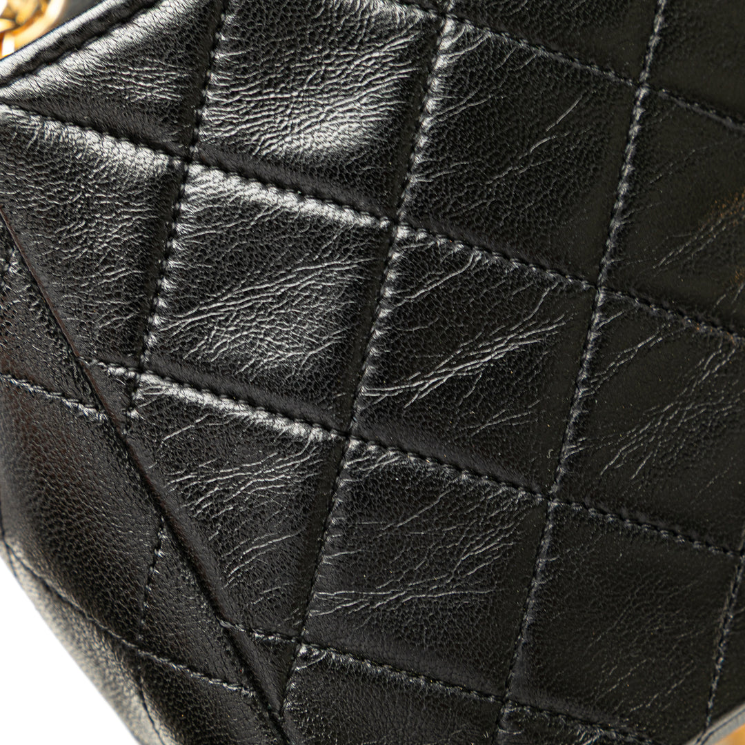 CC Quilted Lambskin Bijoux Chain Curved Full Flap Black - Gaby Paris