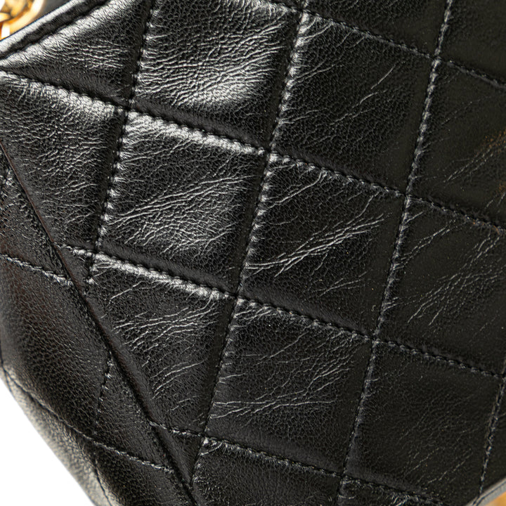 CC Quilted Lambskin Bijoux Chain Curved Full Flap Black - Gaby Paris