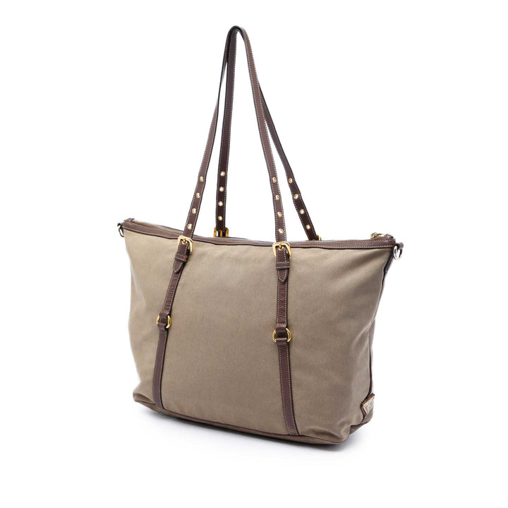 Prada Sac à main Canapa Logo Beige – vue 2 – GABY PARIS