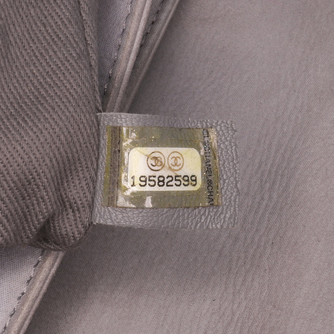 Jumbo Quilted Calfskin Triple Stitched Flap Gray - Gaby Paris