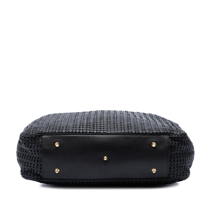 Tissé Lady Dior Souple Cabas Grand Cuir d'agneau Noir