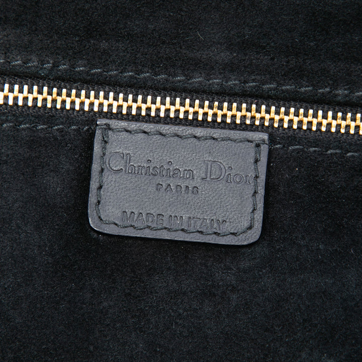 Tissé Lady Dior Souple Cabas Grand Cuir d'agneau Noir