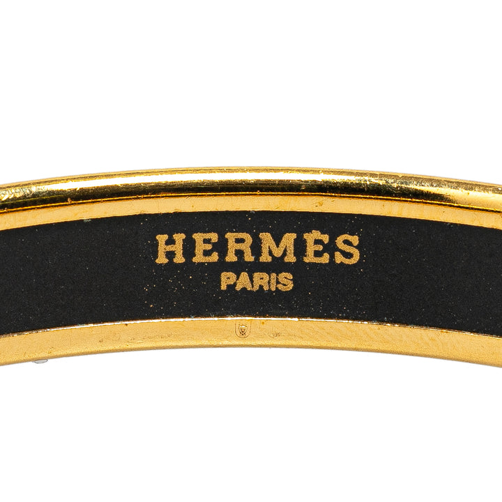 Hermès Narrow Egyptian Columns Enamel Bangle 62 White - GABY PARIS