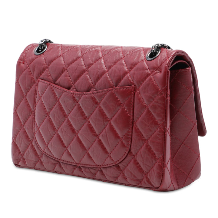 Matelassé vieilli Reissue 2.55 Double rabat 226 Cuir de veau Rouge
