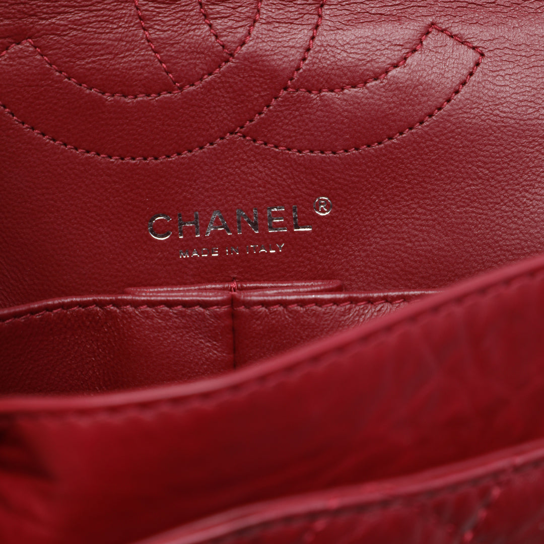 Matelassé vieilli Reissue 2.55 Double rabat 226 Cuir de veau Rouge