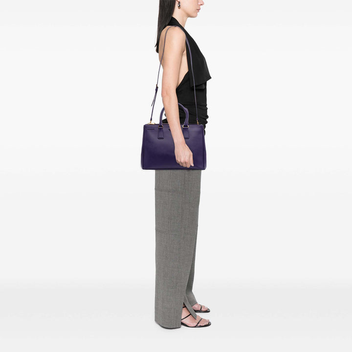 Medium Saffiano Lux Galleria Double Zip Satchel Purple - Gaby Paris