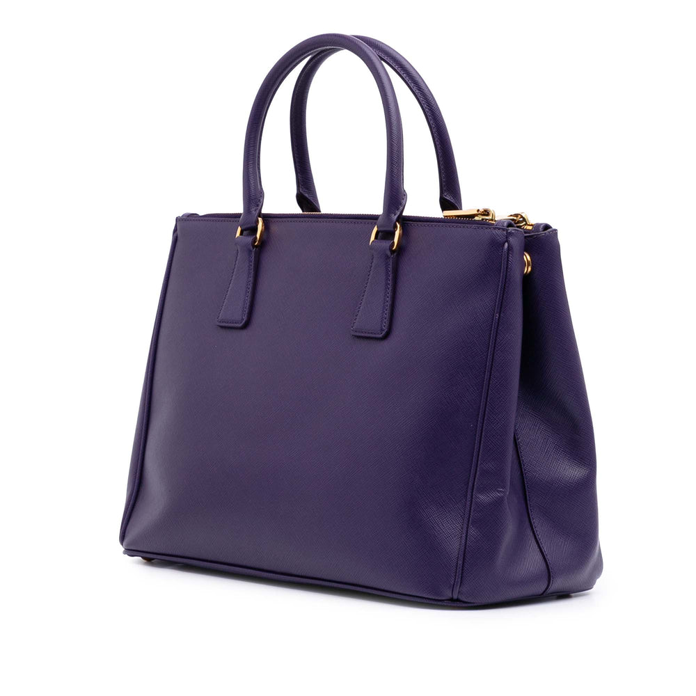 Medium Saffiano Lux Galleria Double Zip Satchel Purple - Gaby Paris