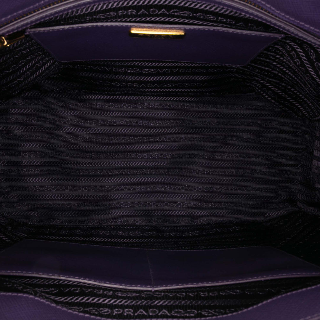 Medium Saffiano Lux Galleria Double Zip Satchel Purple - Gaby Paris