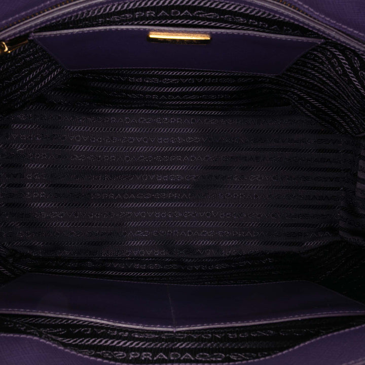 Medium Saffiano Lux Galleria Double Zip Satchel Purple - Gaby Paris