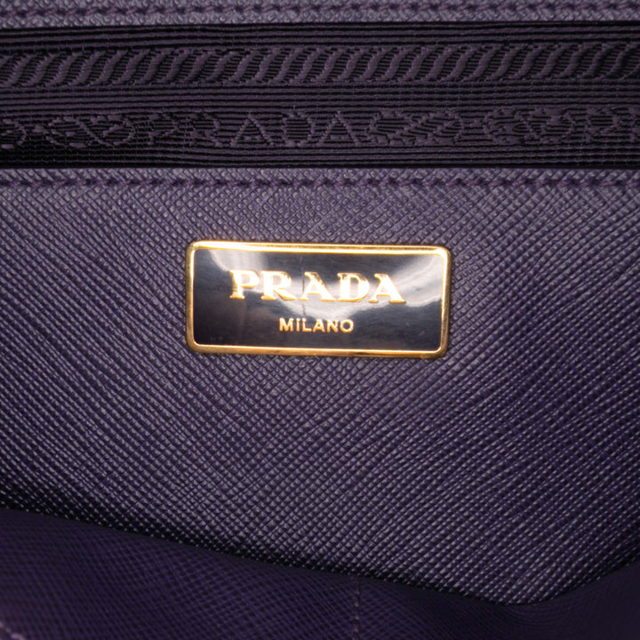 Medium Saffiano Lux Galleria Double Zip Satchel Purple - Gaby Paris