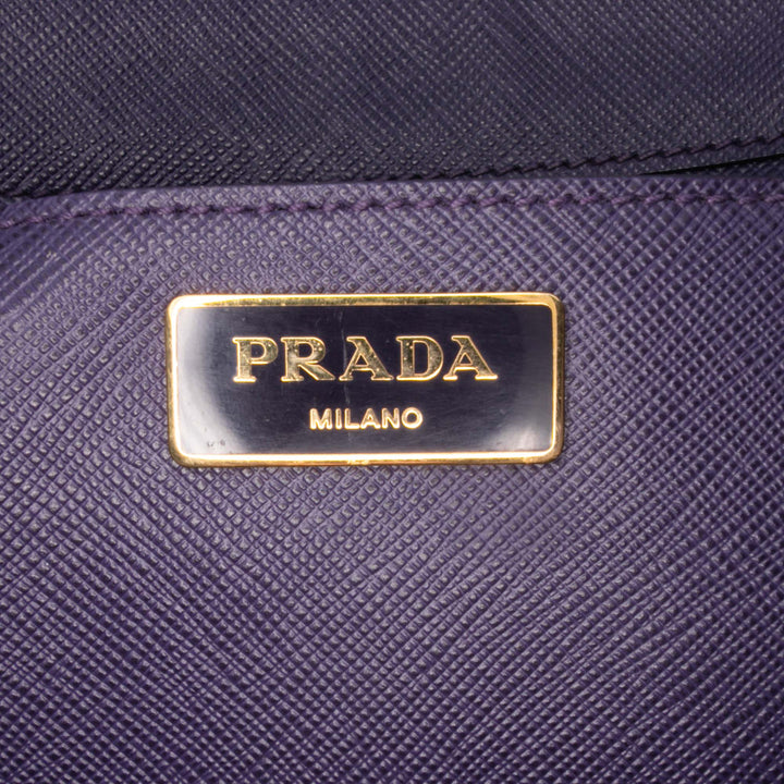 Medium Saffiano Lux Galleria Double Zip Satchel Purple - Gaby Paris