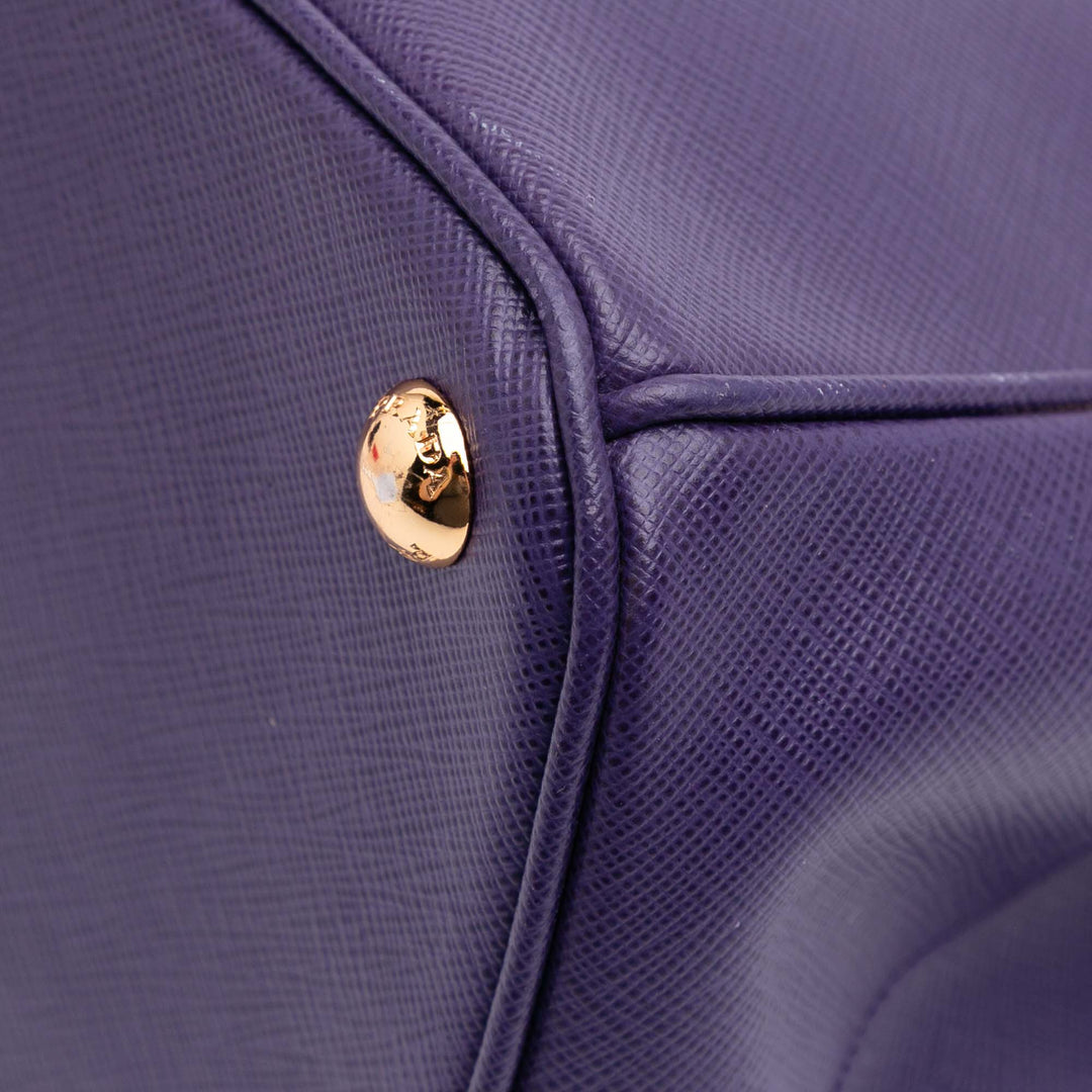 Medium Saffiano Lux Galleria Double Zip Satchel Purple - Gaby Paris