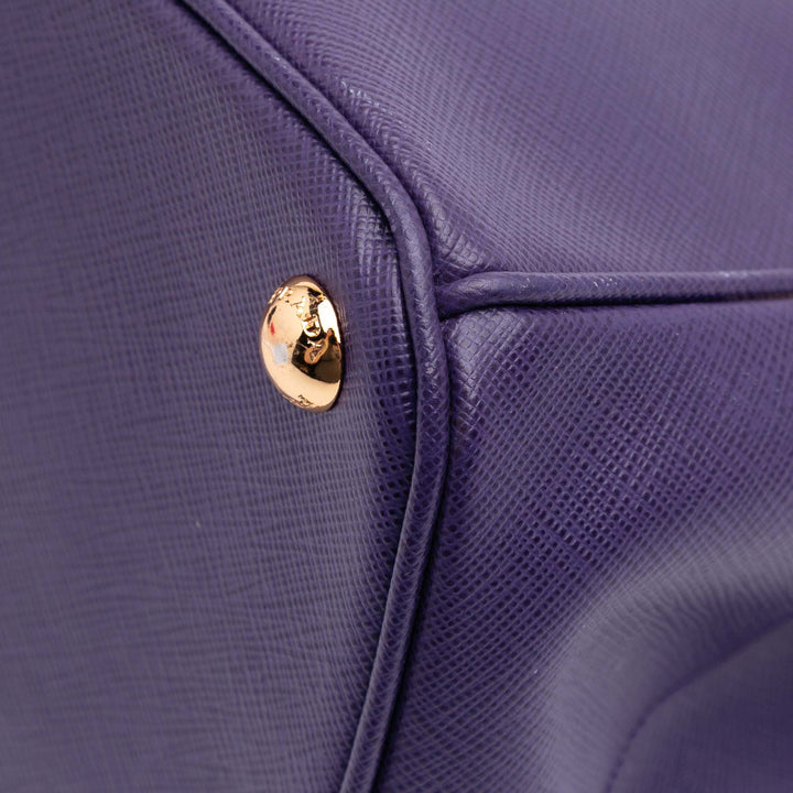 Medium Saffiano Lux Galleria Double Zip Satchel Purple - Gaby Paris