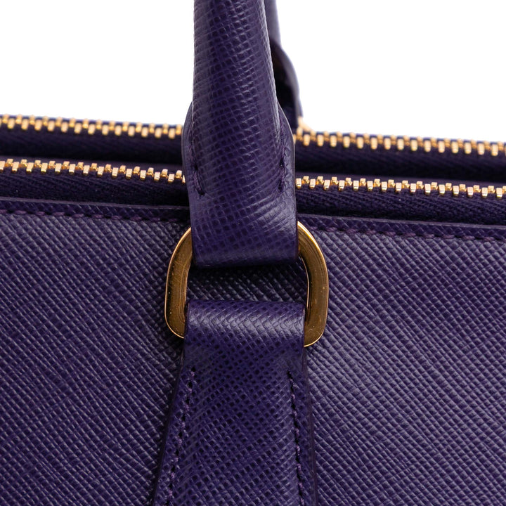 Medium Saffiano Lux Galleria Double Zip Satchel Purple - Gaby Paris