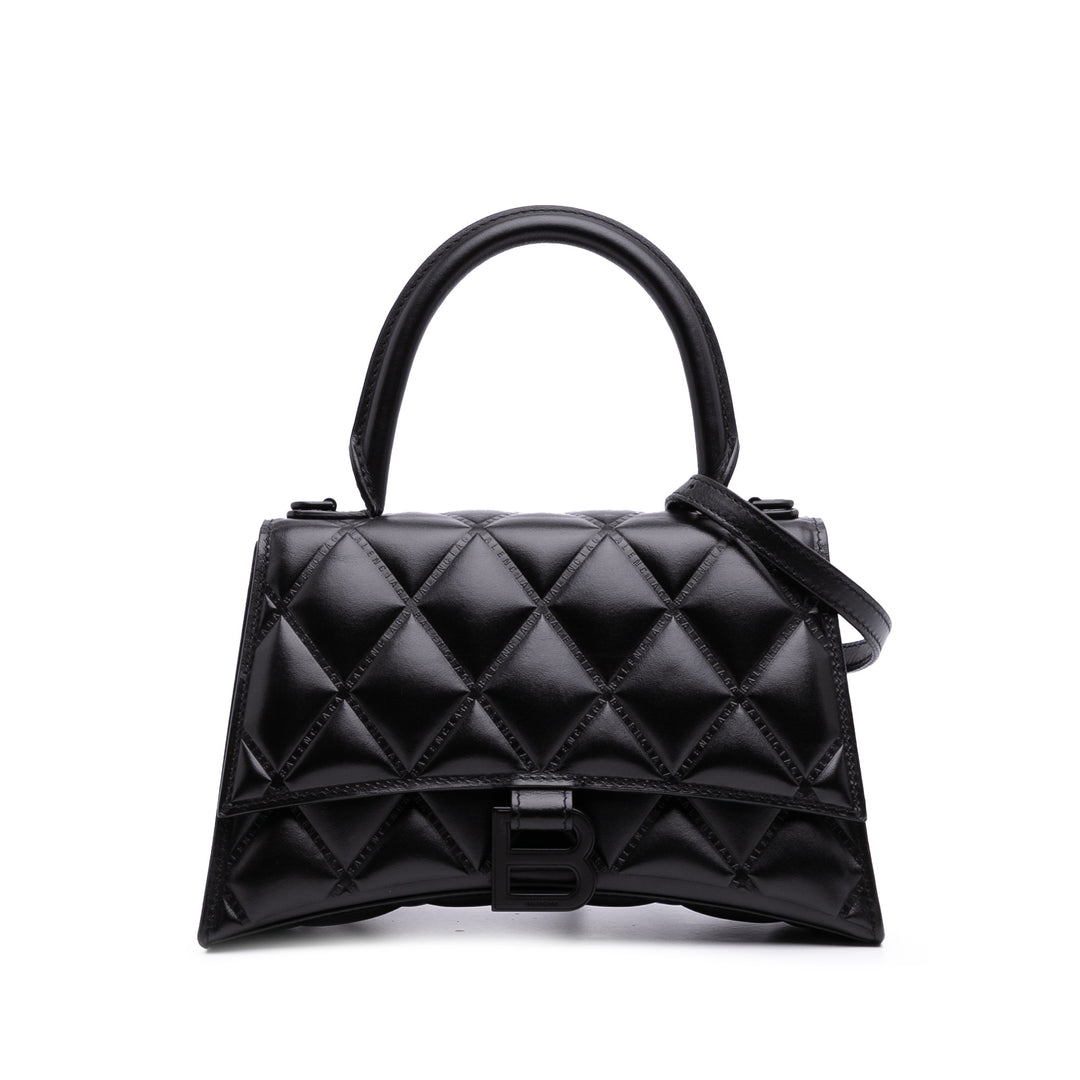 Balenciaga Small Quilted Cuir Hourglass Top Handle Bag Noir – GABY PARIS Authentique