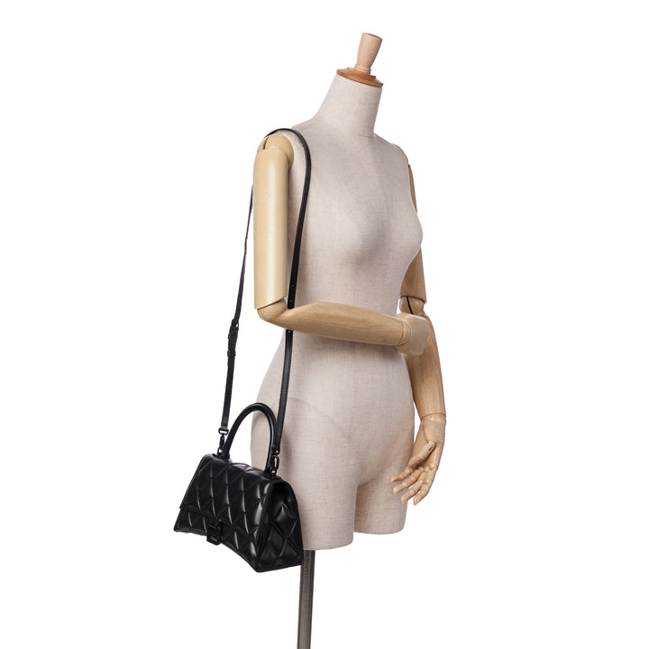 Balenciaga Small Quilted Cuir Hourglass Top Handle Bag Noir – GABY PARIS Authentique