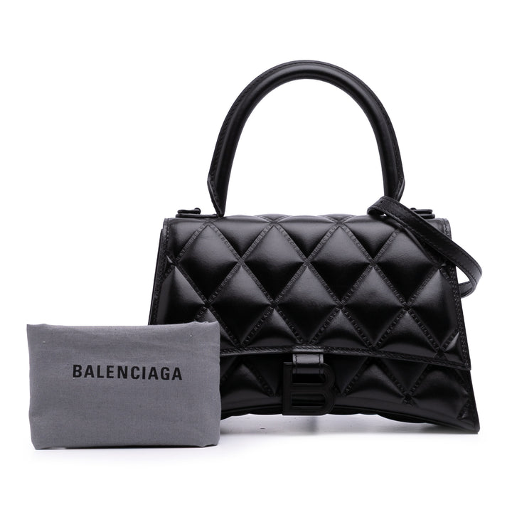 Balenciaga Small Quilted Cuir Hourglass Top Handle Bag Noir – GABY PARIS Authentique