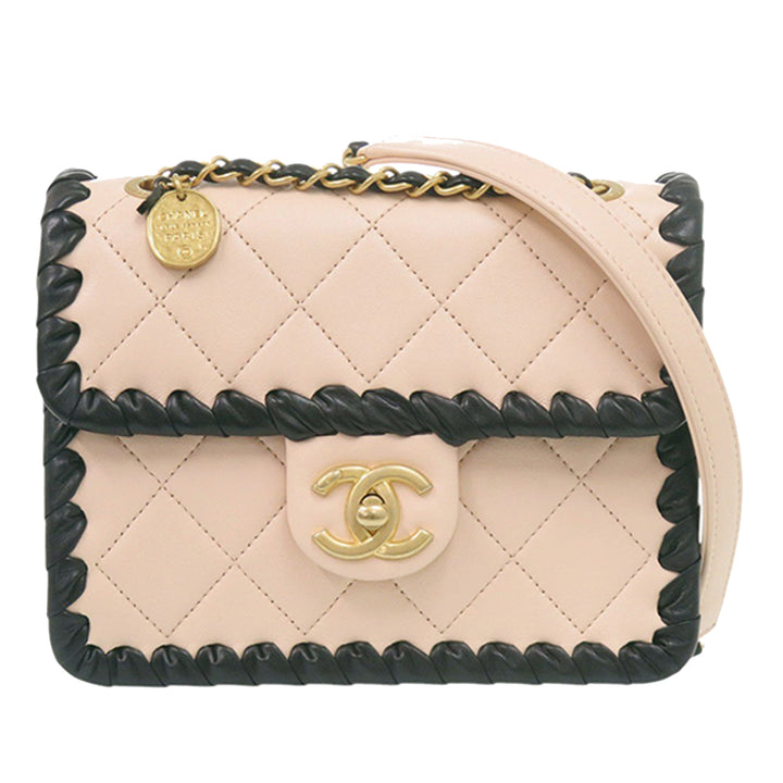 Chanel Mini CC Matelassé Bicolor Cuir de veau Braided My Own Frame à rabat