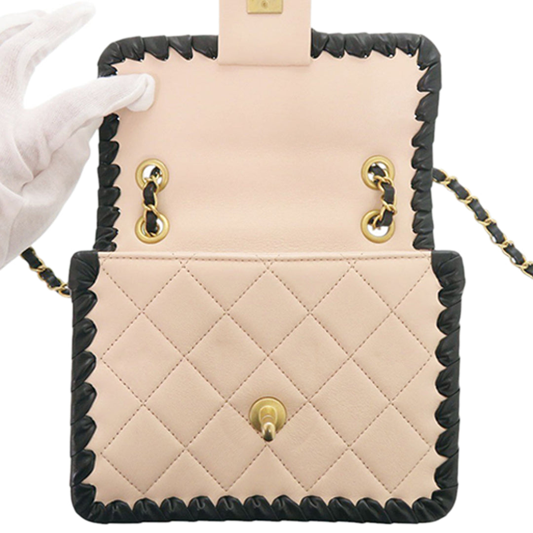 Chanel Mini CC Matelassé Bicolor Cuir de veau Braided My Own Frame à rabat