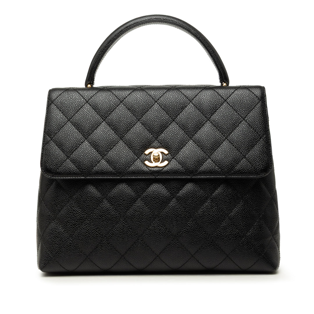 Matelassé Kelly à rabat Jumbo Cuir caviar Noir