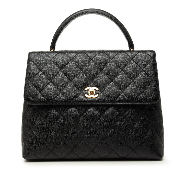 Matelassé Kelly à rabat Jumbo Cuir caviar Noir