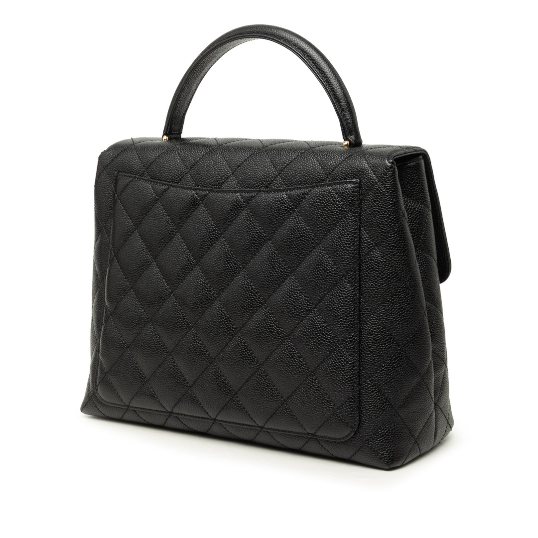 Matelassé Kelly à rabat Jumbo Cuir caviar Noir