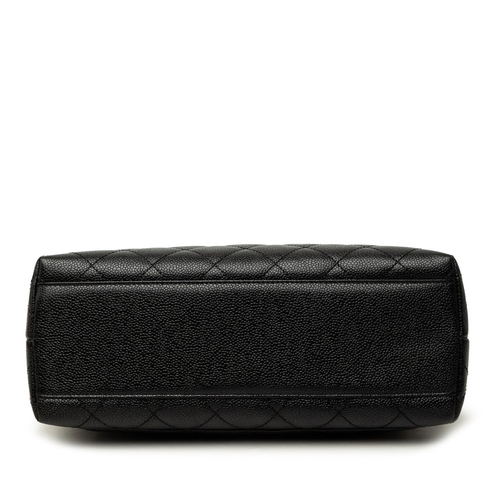 Matelassé Kelly à rabat Jumbo Cuir caviar Noir