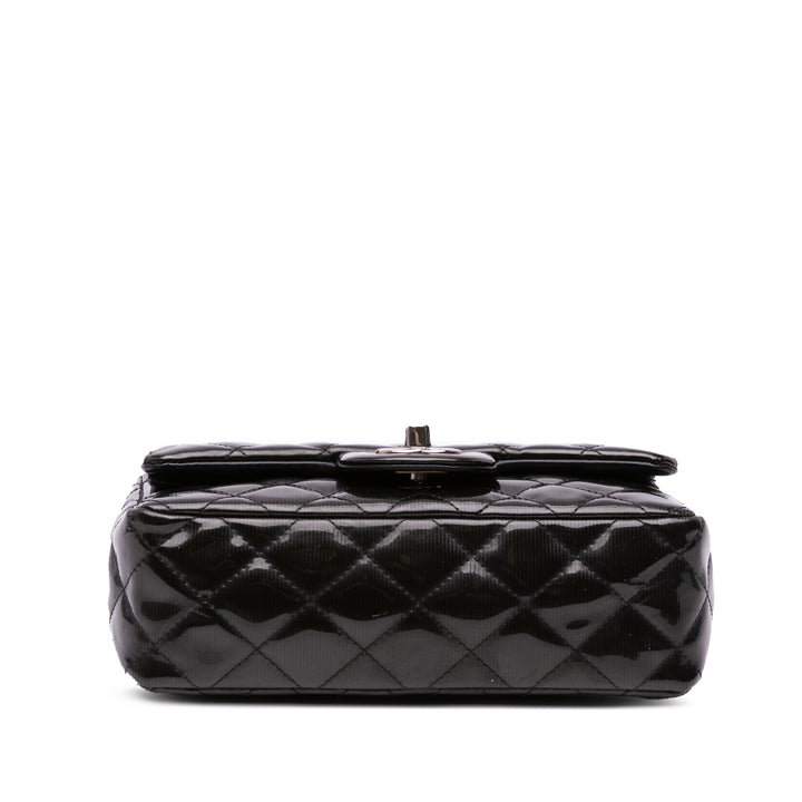 Chanel Mini Rectangular Classic Striped Cuir verni Simple rabat Noir – GABY PARIS Authentique