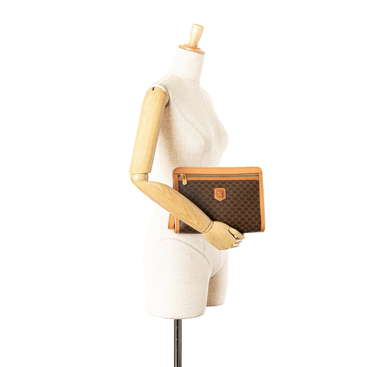 Macadam Coated Canvas Clutch Brown - Gaby Paris