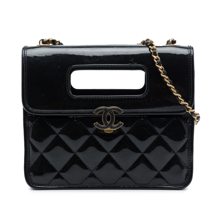 Chanel Mini Matelassé Cuir verni Graphic Catch à rabat